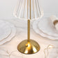 12" Gold Metal LED Table Lamp – Modern Fluted Acrylic Shade, USB Rechargeable Cordless Touch Dimmabl