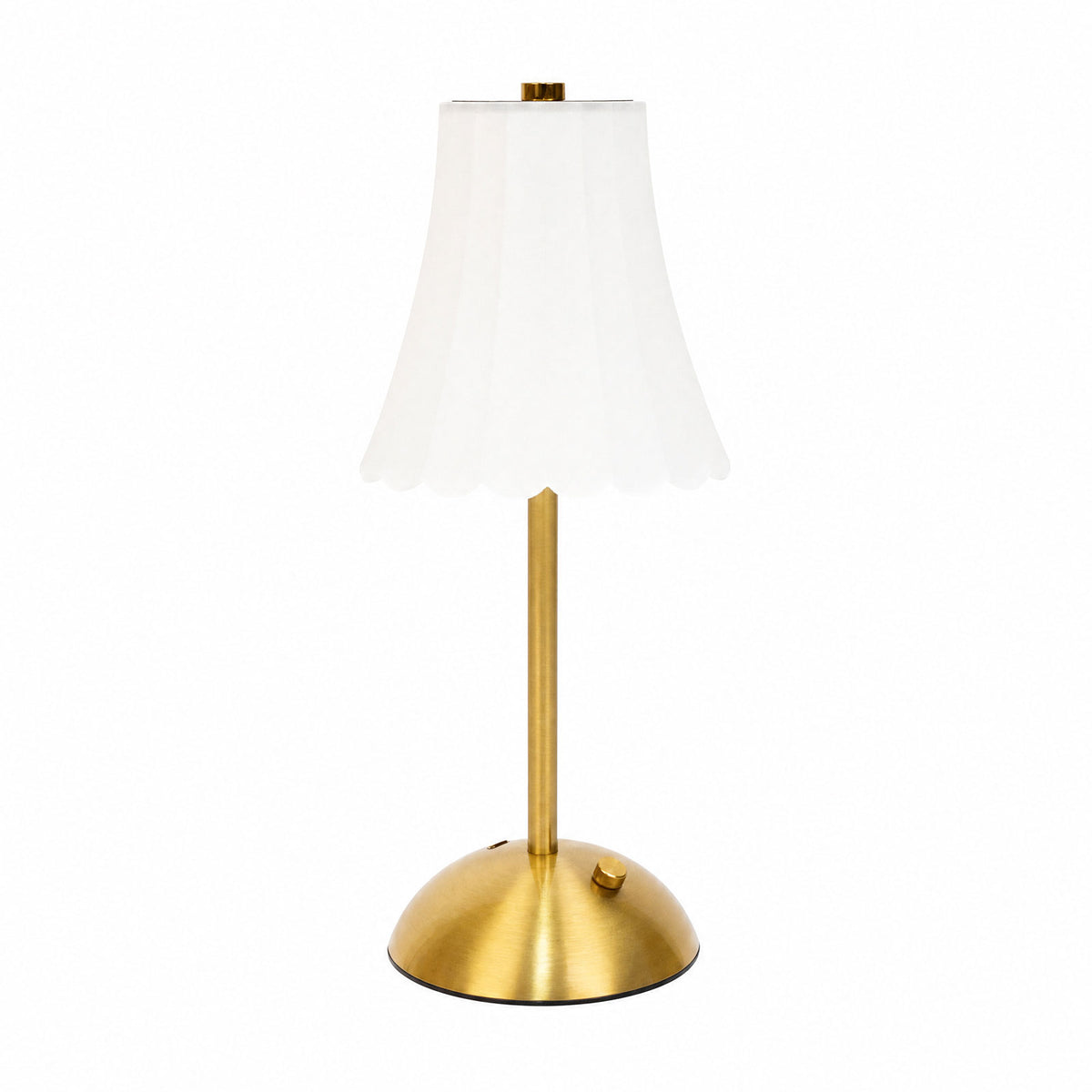 12" Gold Metal LED Table Lamp – Modern Fluted White Acrylic Shade, USB Rechargeable Cordless Touch D