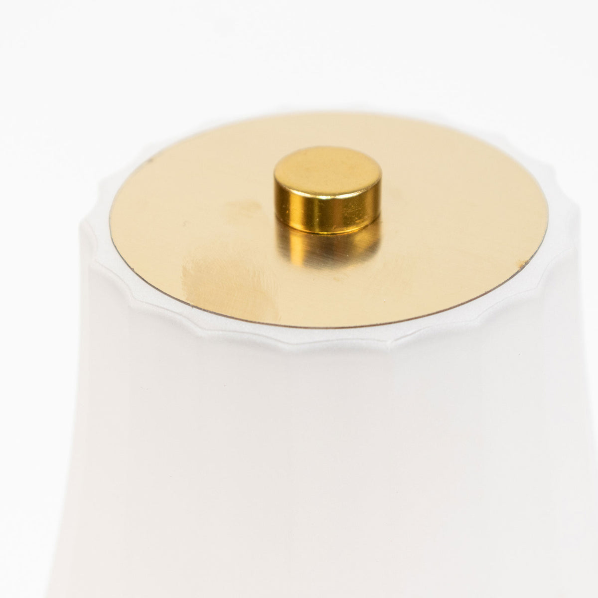 12" Gold Metal LED Table Lamp – Modern Fluted White Acrylic Shade, USB Rechargeable Cordless Touch D