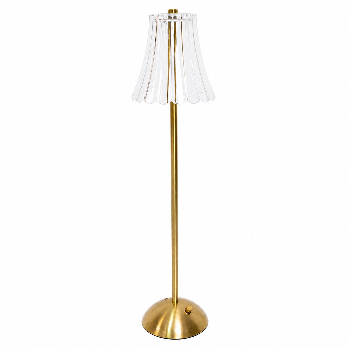 20" Gold Metal LED Table Lamp – Modern Fluted Clear Shade, USB Rechargeable Cordless Touch Dimmable,