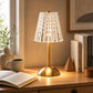 12" Gold Metal LED Table Lamp – Modern Diamond Cut Clear Acrylic Shade, USB Rechargeable Cordless To