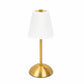 12" Gold Metal LED Table Lamp – White Pleated Shade, USB Rechargeable Cordless Touch Control, Dimmab