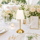 12" Gold Metal LED Table Lamp – White Pleated Shade, USB Rechargeable Cordless Touch Control, Dimmab