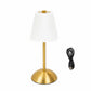 12" Gold Metal LED Table Lamp – White Pleated Shade, USB Rechargeable Cordless Touch Control, Dimmab
