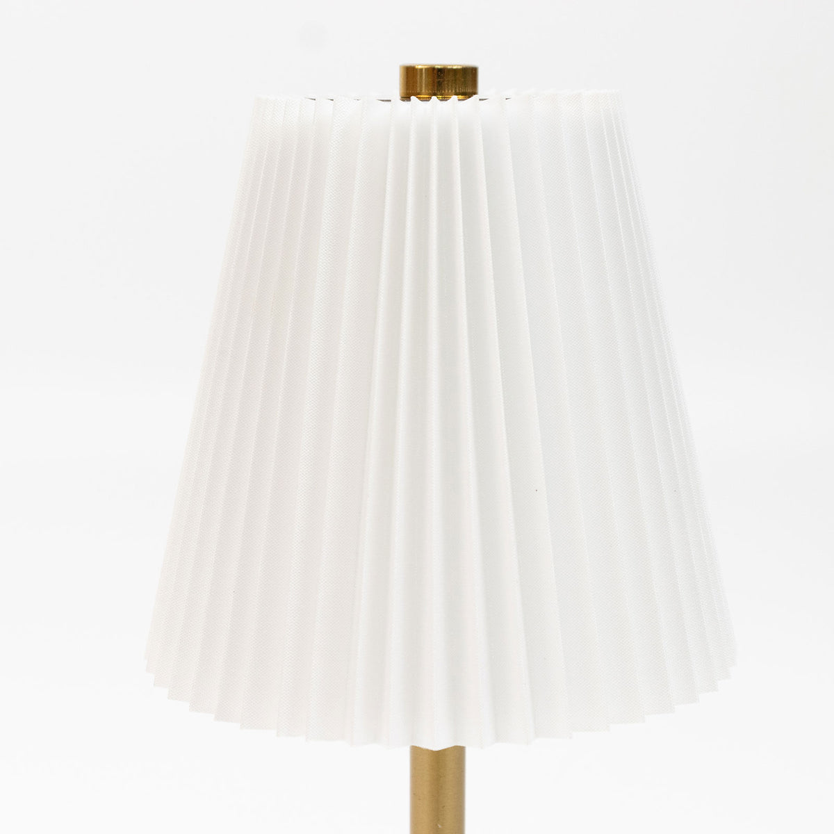12" Gold Metal LED Table Lamp – White Pleated Shade, USB Rechargeable Cordless Touch Control, Dimmab