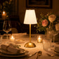 12" Gold Metal LED Table Lamp – White Pleated Shade, USB Rechargeable Cordless Touch Control, Dimmab