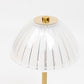 12" Gold Metal LED Table Lamp, White Ribbed Dome Shade, USB Rechargeable Cordless Touch Control, Dim