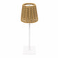 15" Natural Faux Rattan Shade LED Table Lamp – Cordless Rechargeable, Touch Dimmable, 3 Light Colors