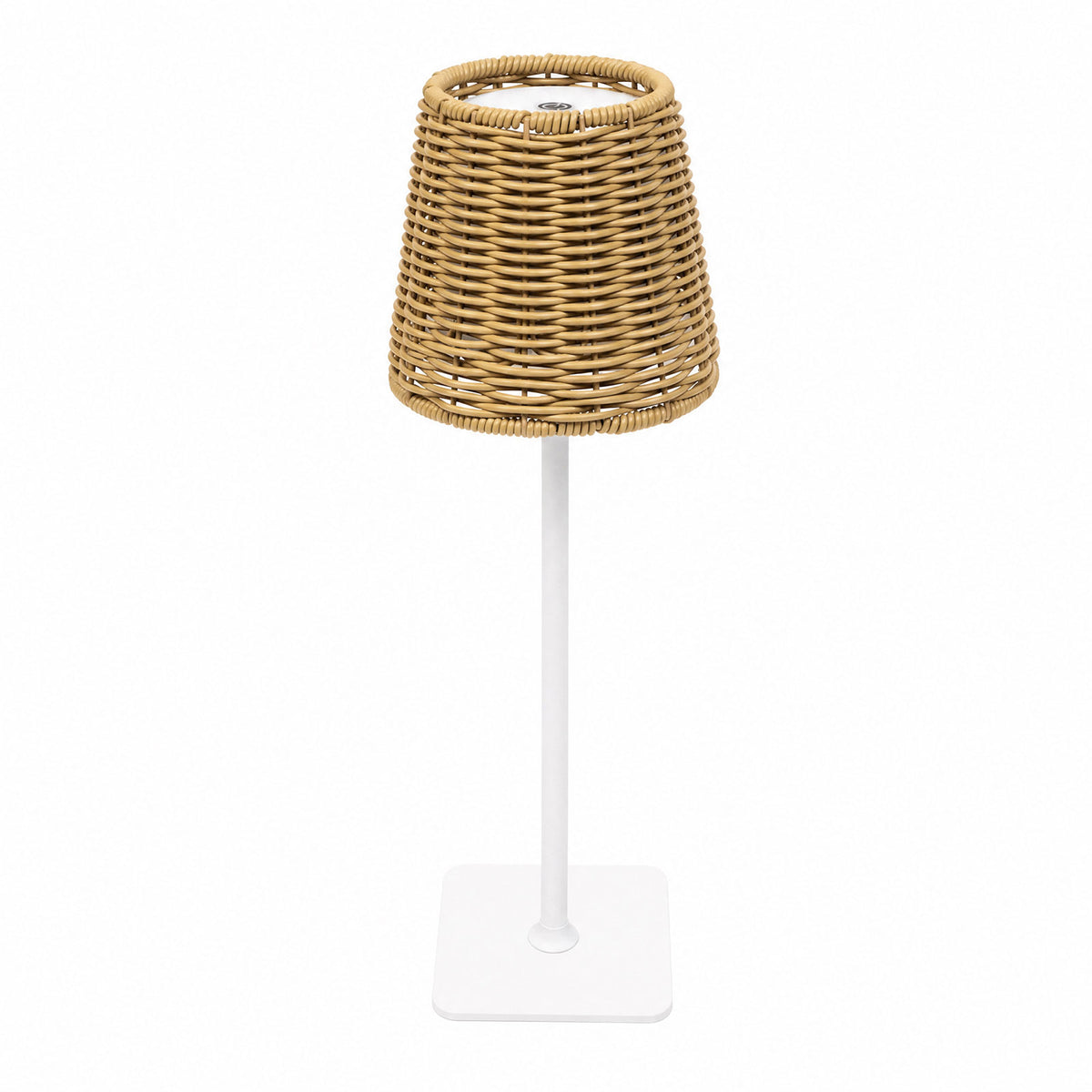 15" Natural Faux Rattan Shade LED Table Lamp – Cordless Rechargeable, Touch Dimmable, 3 Light Colors