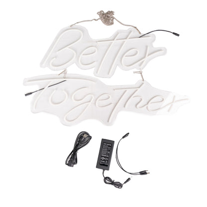 32" Better Together LED Neon Light Sign for Party or Home Wall Decor, Warm White Reusable Hanging Light With 5ft Chain