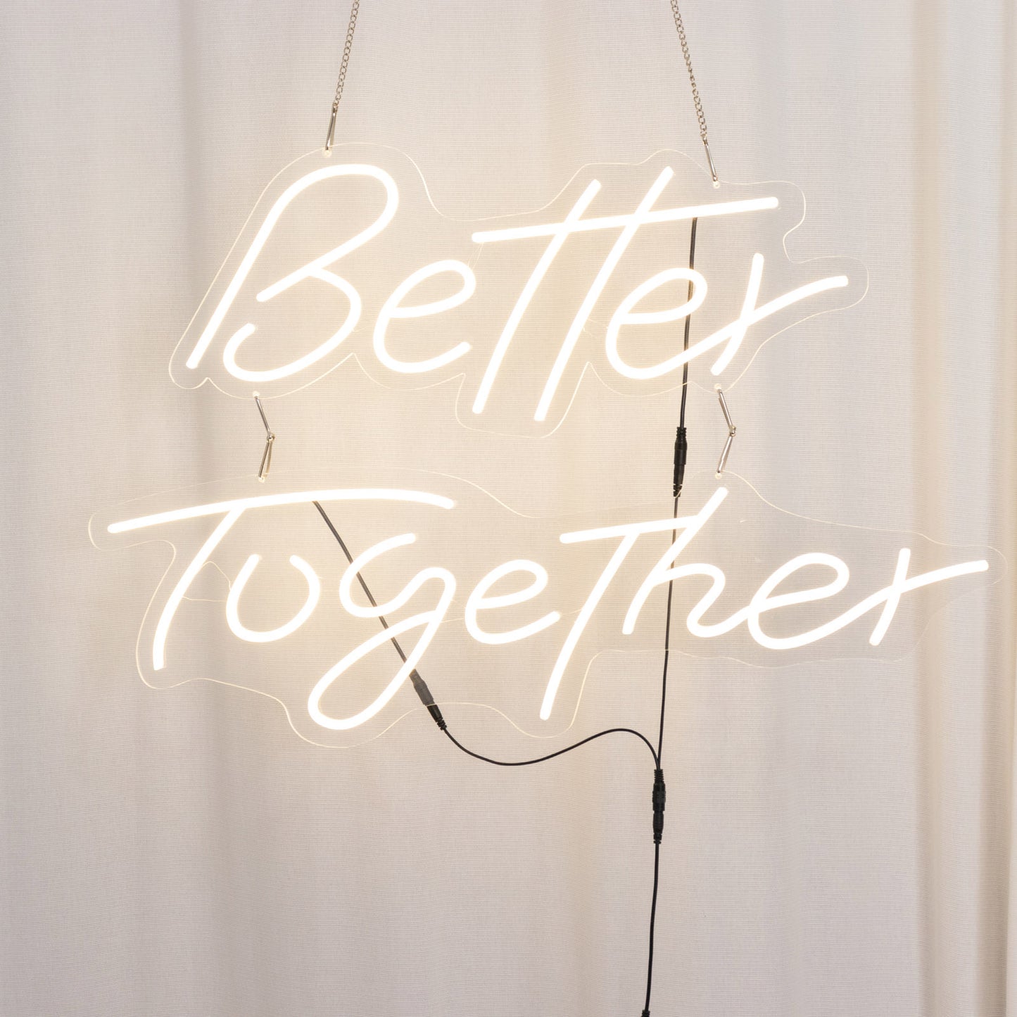 32" Better Together LED Neon Light Sign for Party or Home Wall Decor, Warm White Reusable Hanging Light With 5ft Chain