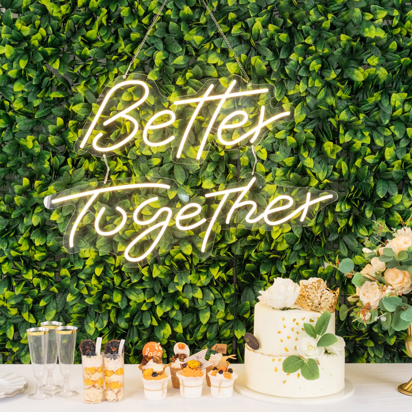32" Better Together LED Neon Light Sign for Party or Home Wall Decor, Warm White Reusable Hanging Light With 5ft Chain