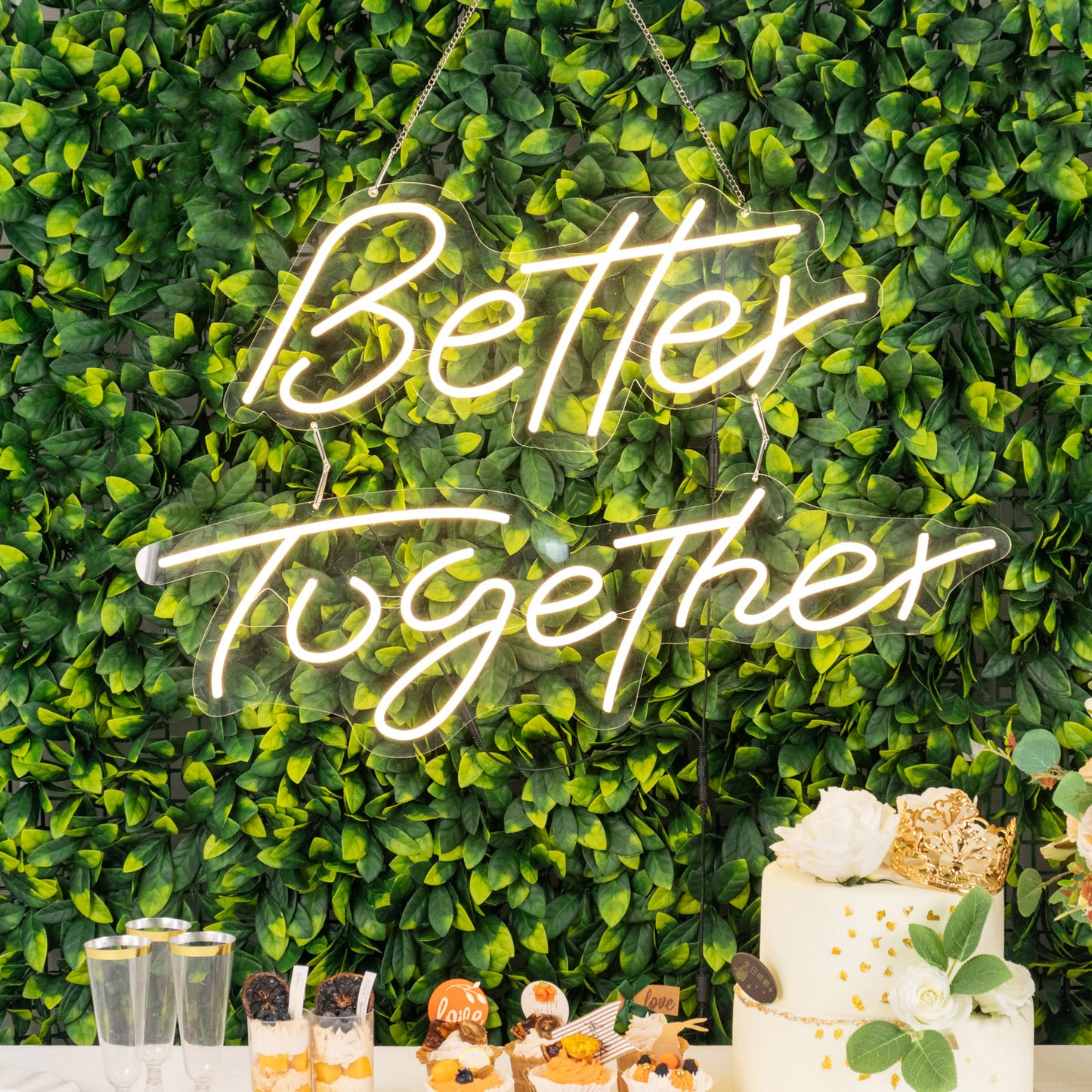 32" Better Together LED Neon Light Sign for Party or Home Wall Decor, Warm White Reusable Hanging Light With 5ft Chain
