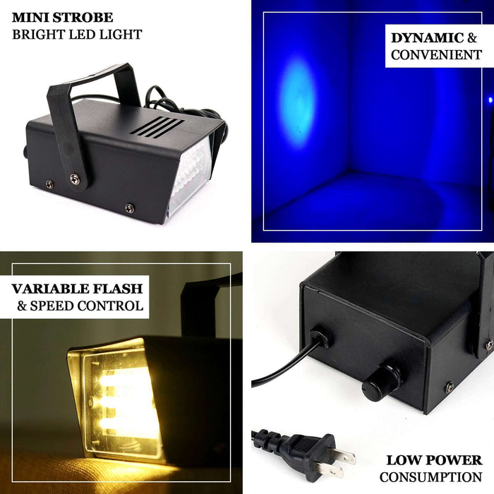 Warm white mini strobe light with variable flash and speed control.