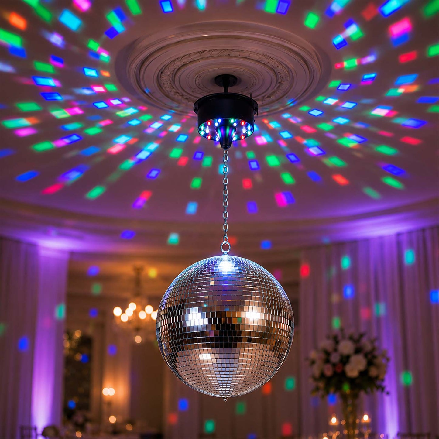 18 LED Light Rotating Heavy Duty Motor For Hanging Mirror Disco Ball, 5 RPM Battery Operated Motor W