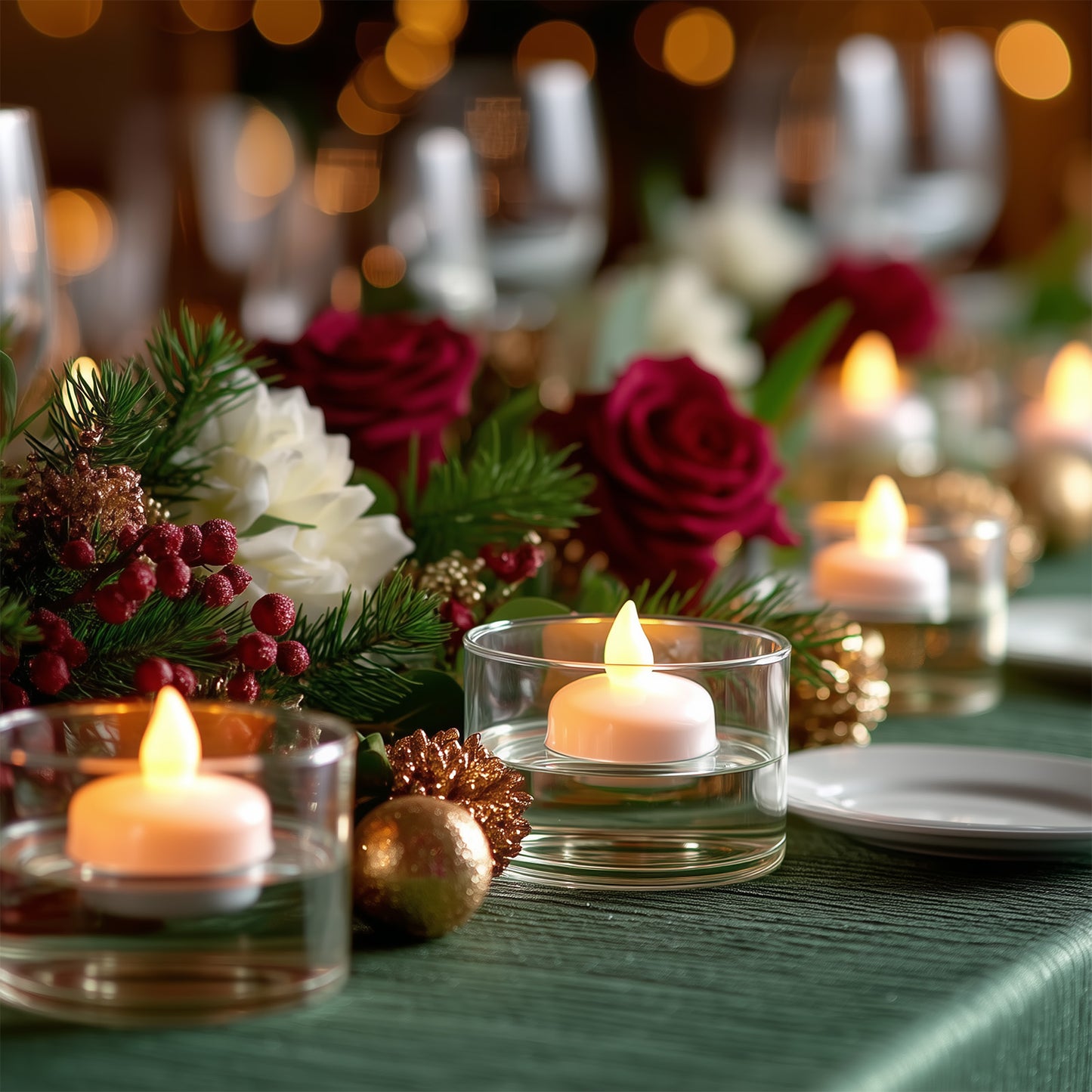 12-Pack Tealight Candles Flameless Design Warm White - Waterproof Floating LED Lighting