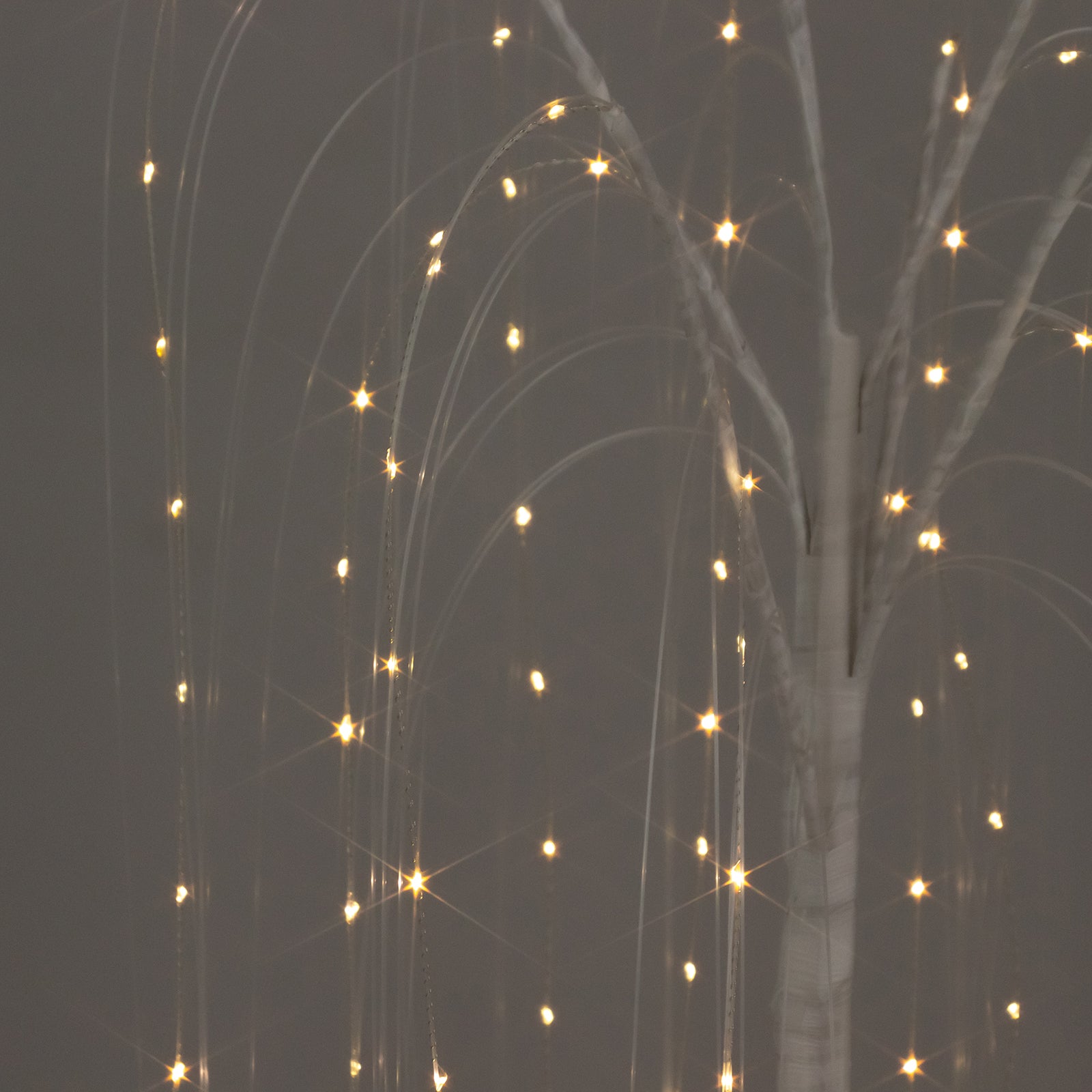 White LED weeping willow tree light with warm white LEDs.
