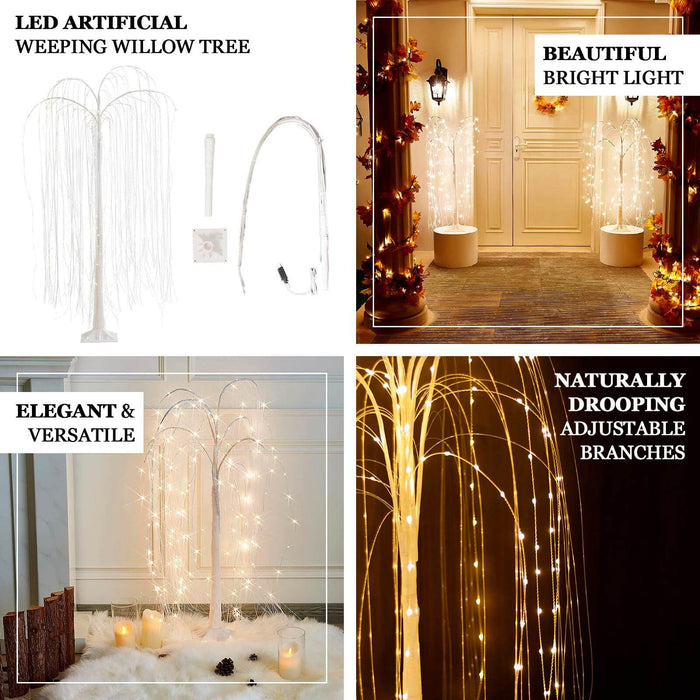 Warm white LED weeping willow tree centerpiece with adjustable branches.