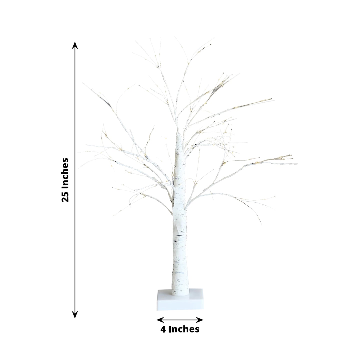 2ft white artificial LED birch tree lamp with warm white lights.
