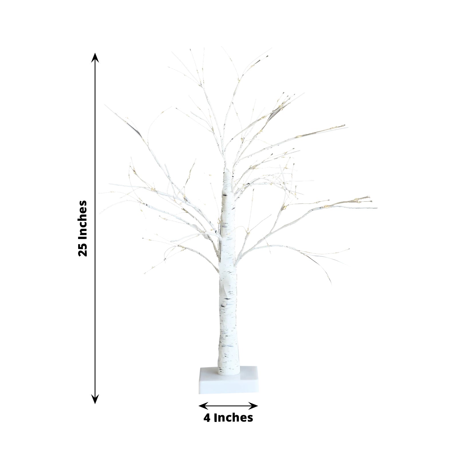 2ft white artificial LED birch tree lamp with warm white lights.
