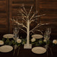 White artificial LED birch tree lamp with warm white lights centerpiece.