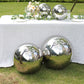 2 Pack 12" Silver Stainless Steel Shiny Mirror Gazing Ball, Reflective Hollow Garden Globe Spheres