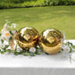 2 Pack 12" Gold Stainless Steel Shiny Mirror Gazing Ball, Reflective Hollow Garden Globe Spheres
