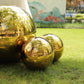 2 Pack 12" Gold Stainless Steel Shiny Mirror Gazing Ball, Reflective Hollow Garden Globe Spheres