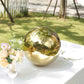 16" Gold Stainless Steel Shiny Mirror Gazing Ball, Reflective Hollow Garden Globe Sphere