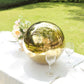 16" Gold Stainless Steel Shiny Mirror Gazing Ball, Reflective Hollow Garden Globe Sphere