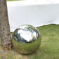 22" Silver Stainless Steel Shiny Mirror Gazing Ball, Reflective Hollow Garden Globe Sphere