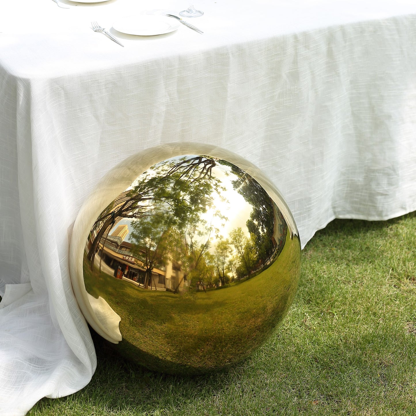 22" gold stainless steel shiny mirror gazing ball garden globe sphere