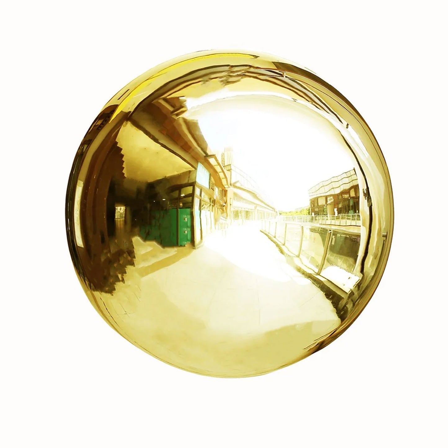 Gold reflective garden globe sphere.