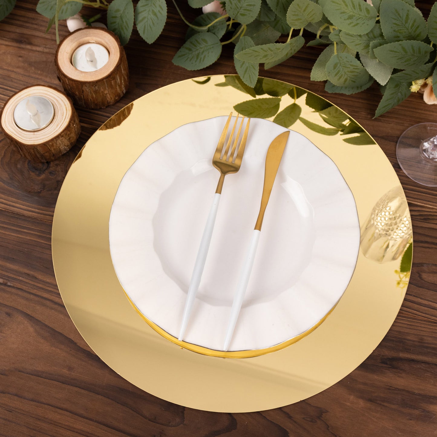 10 Pack Gold Mirror Lightweight Charger Plates For Table Setting, 13" Round Acrylic Decorative Dining Plate Chargers