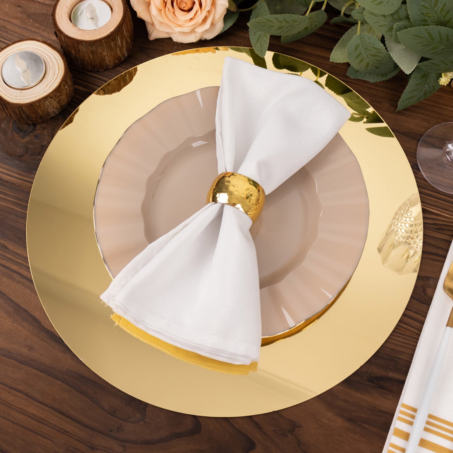 10 Pack Gold Mirror Lightweight Charger Plates For Table Setting, 13" Round Acrylic Decorative Dining Plate Chargers