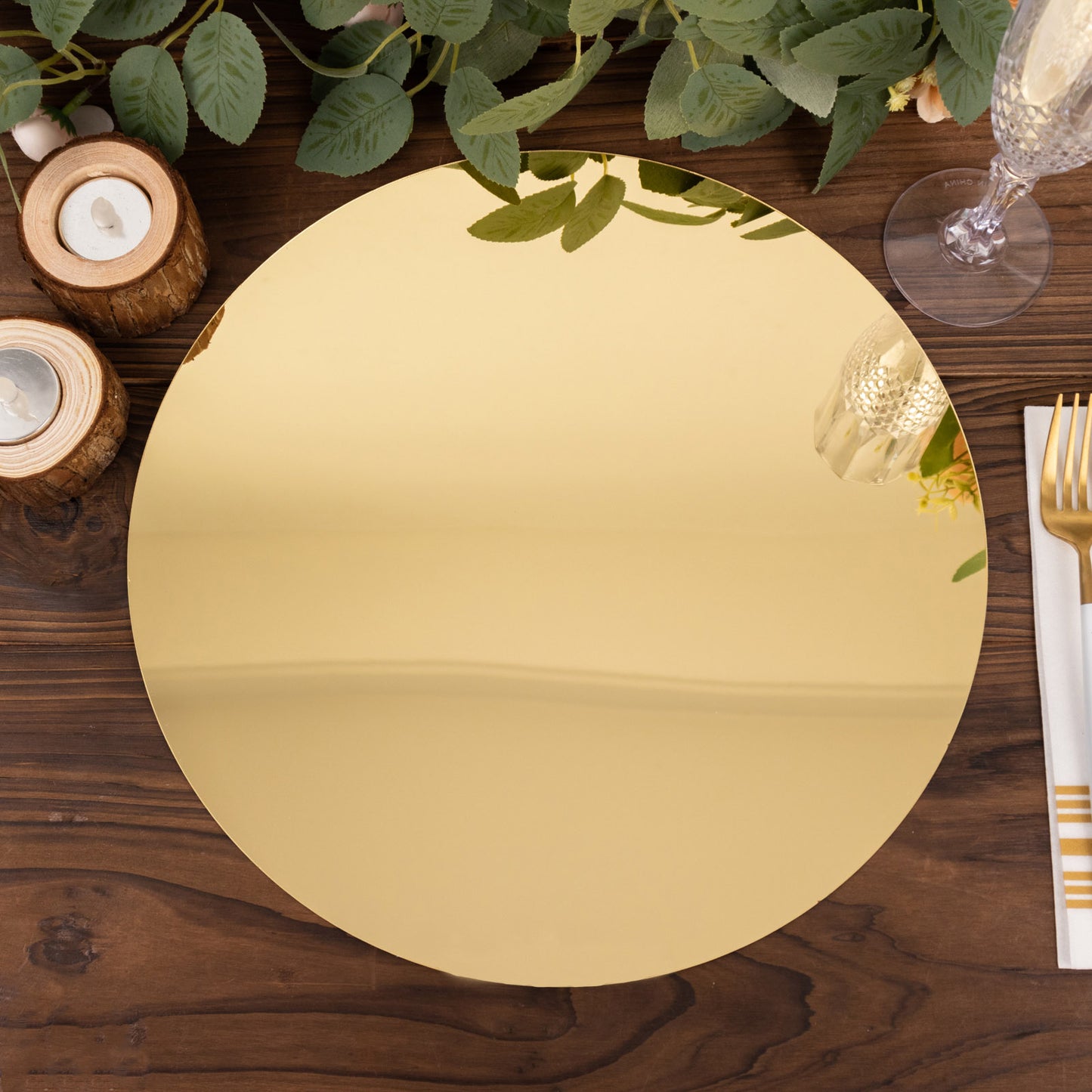10 Pack Gold Mirror Lightweight Charger Plates For Table Setting, 13" Round Acrylic Decorative Dining Plate Chargers