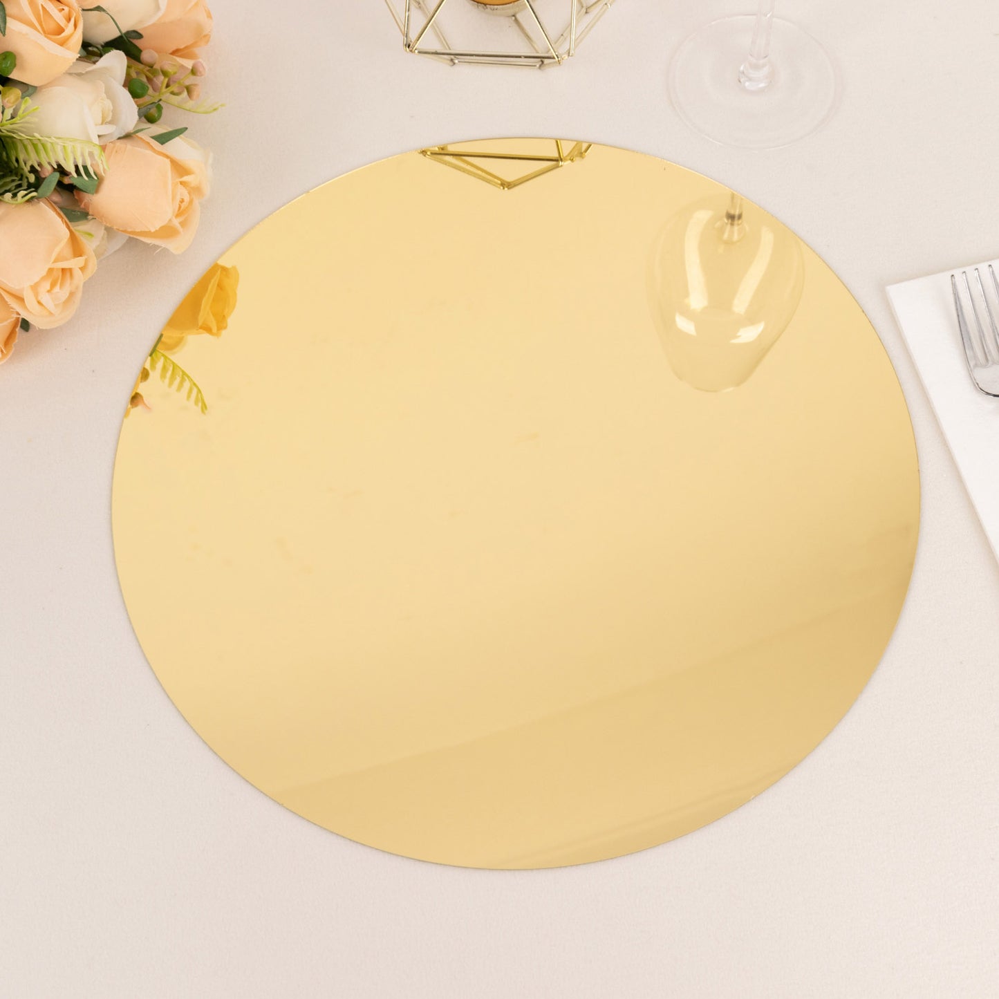 10 Pack Gold Mirror Lightweight Charger Plates For Table Setting, 13" Round Acrylic Decorative Dining Plate Chargers