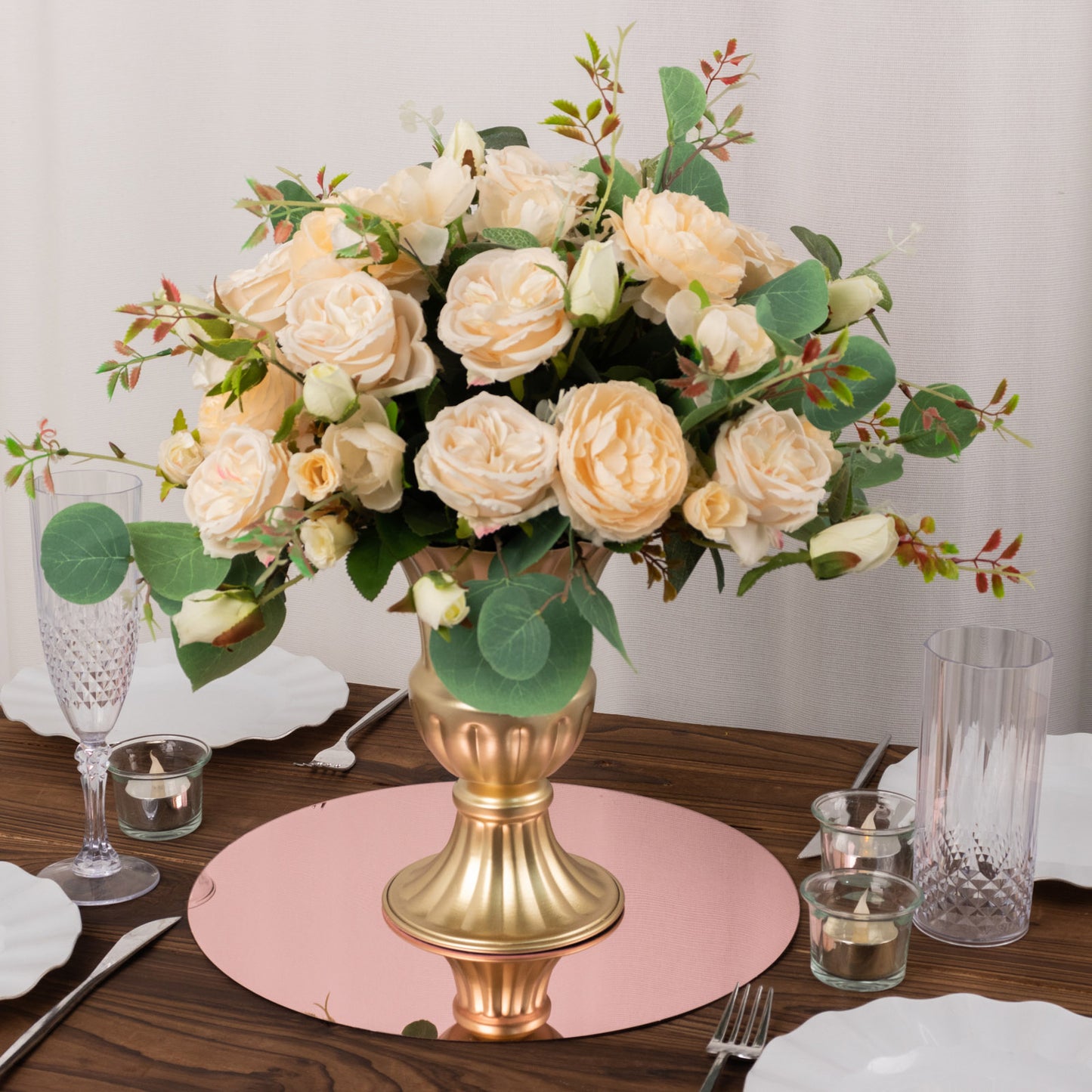 10 Pack Rose Gold Mirror Lightweight Charger Plates For Table Setting, 13" Round Acrylic Decorative Dining Plate Chargers