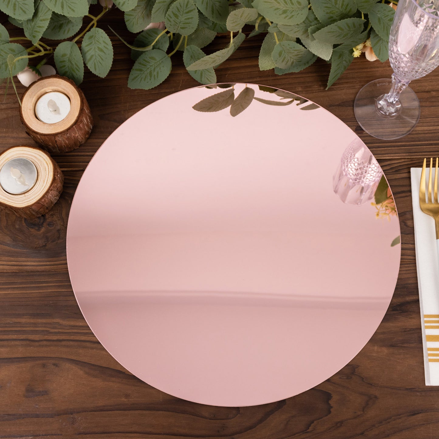 10 Pack Rose Gold Mirror Lightweight Charger Plates For Table Setting, 13" Round Acrylic Decorative Dining Plate Chargers