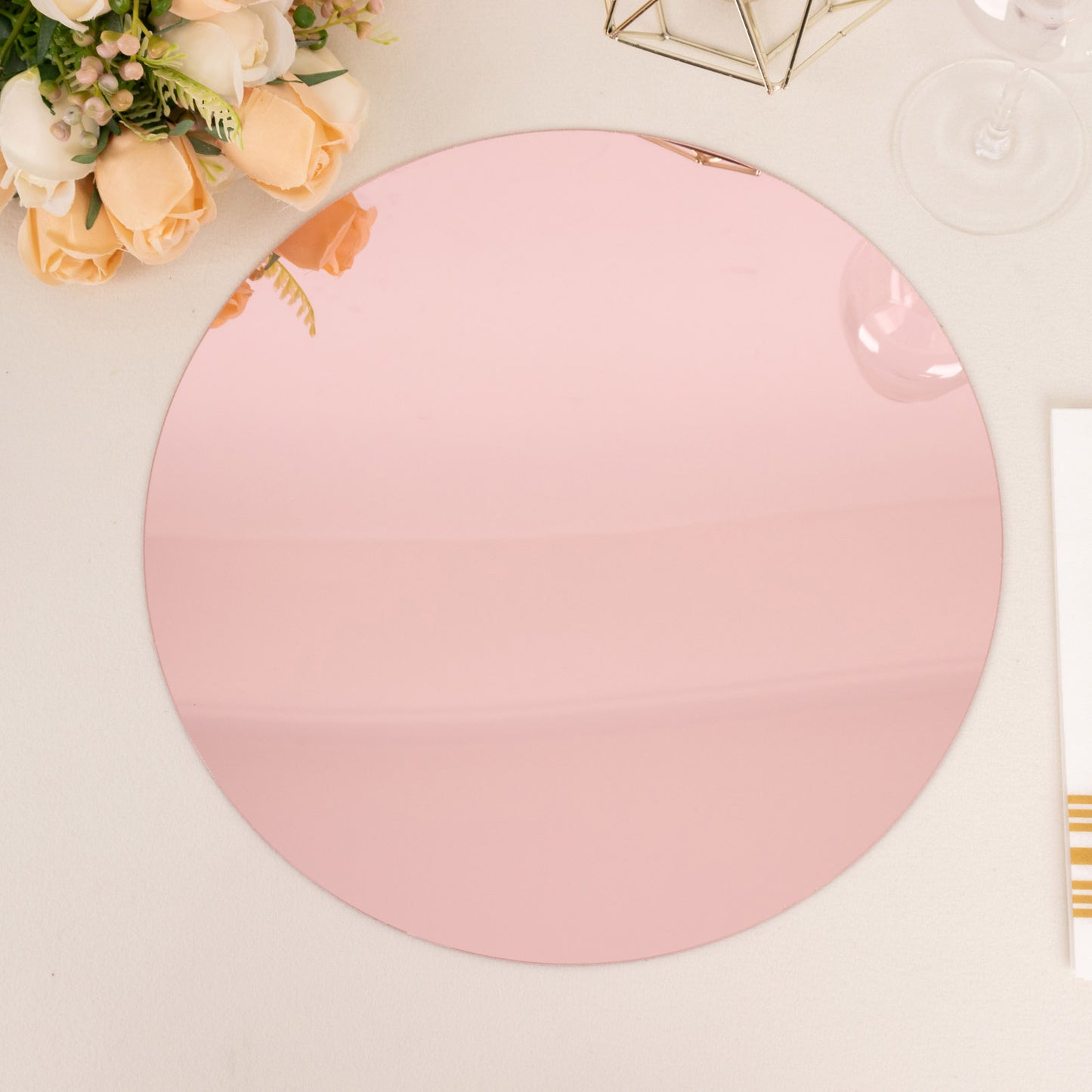 10 Pack Rose Gold Mirror Lightweight Charger Plates For Table Setting, 13" Round Acrylic Decorative Dining Plate Chargers