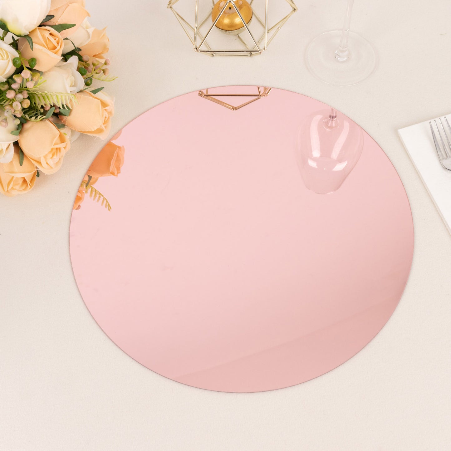 10 Pack Rose Gold Mirror Lightweight Charger Plates For Table Setting, 13" Round Acrylic Decorative Dining Plate Chargers