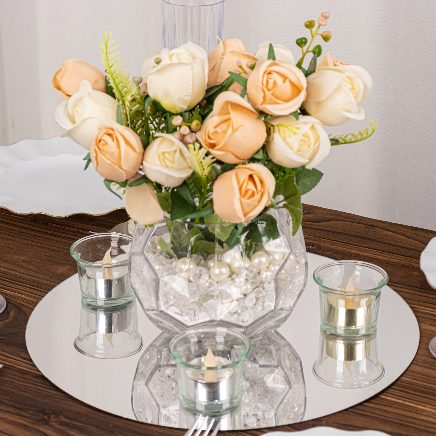 10 Pack Silver Mirror Lightweight Charger Plates For Table Setting, 13" Round Acrylic Decorative Dining Plate Chargers