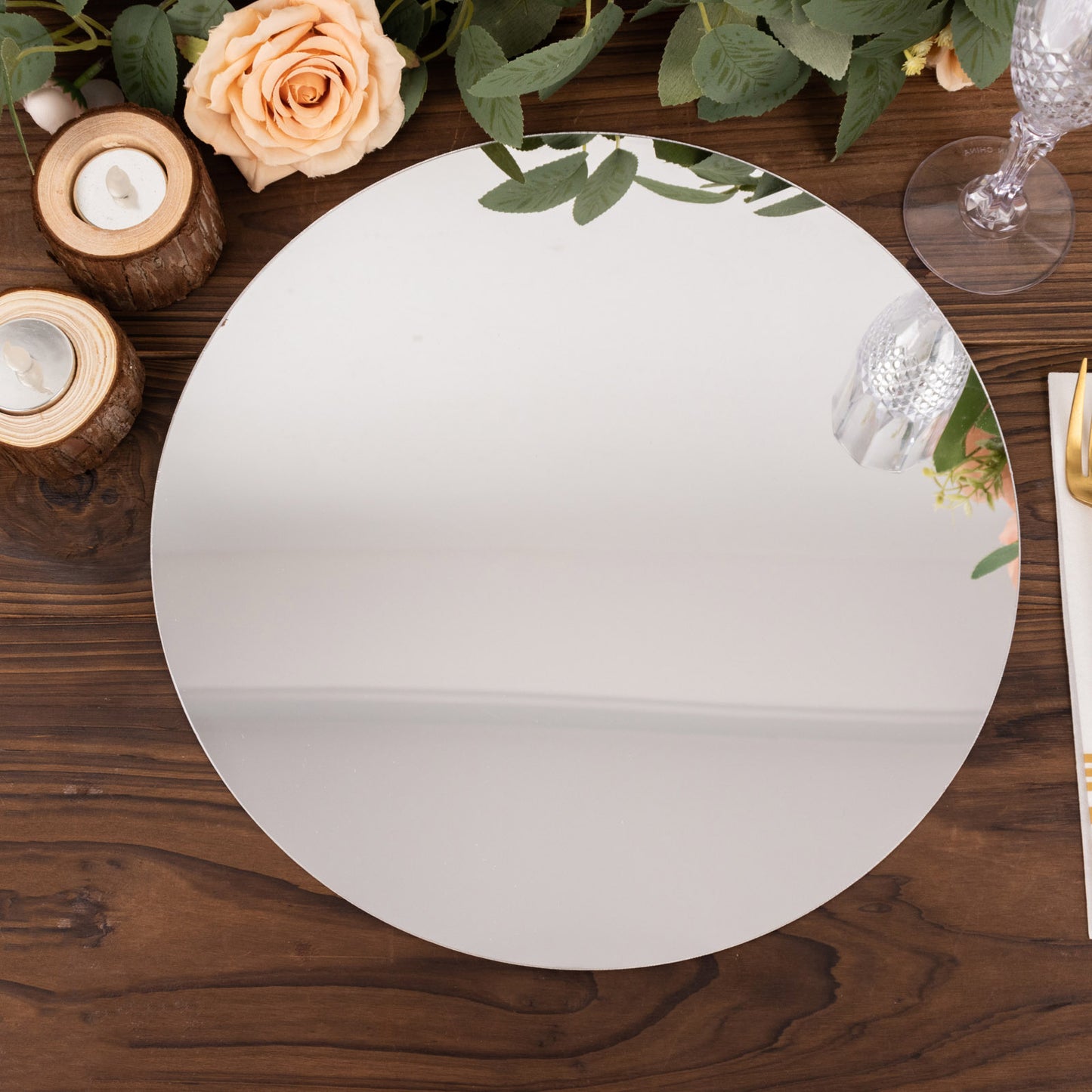 10 Pack Silver Mirror Lightweight Charger Plates For Table Setting, 13" Round Acrylic Decorative Dining Plate Chargers