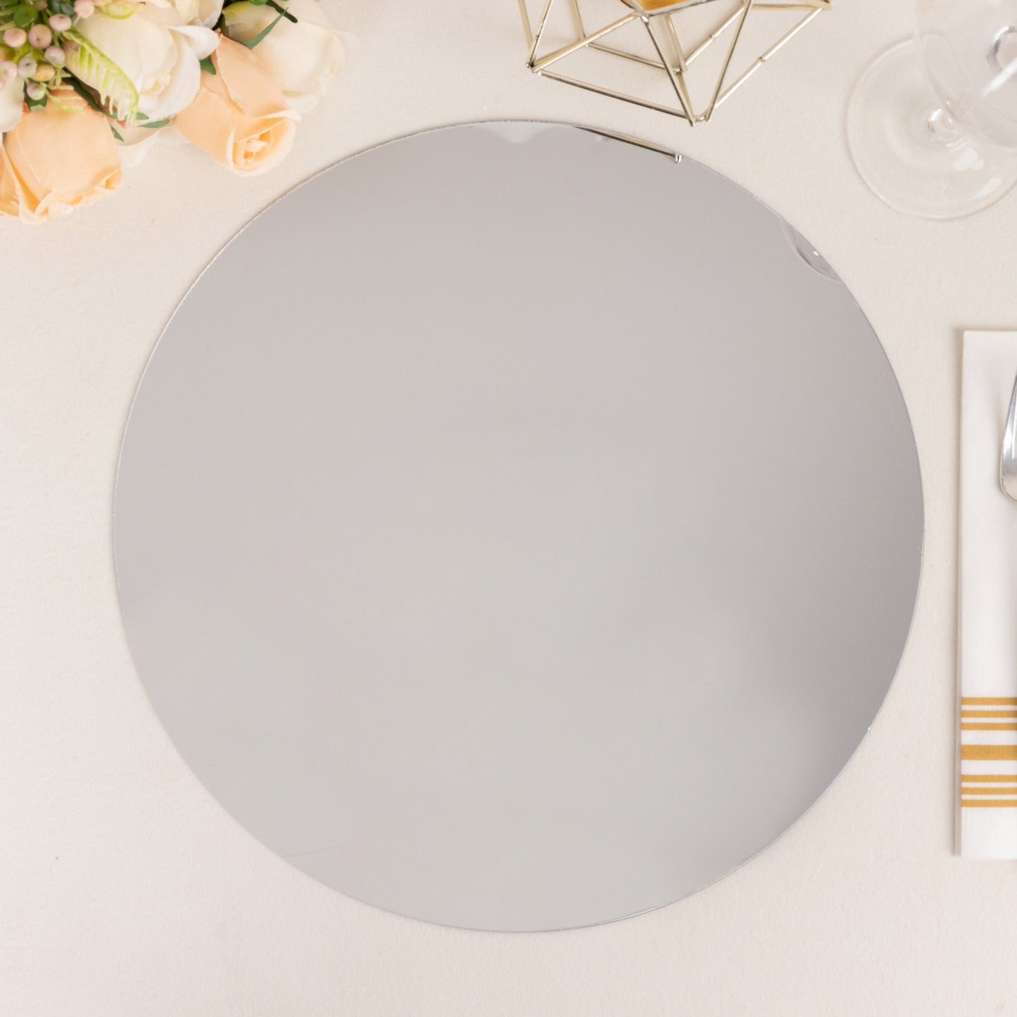 10 Pack Silver Mirror Lightweight Charger Plates For Table Setting, 13" Round Acrylic Decorative Dining Plate Chargers