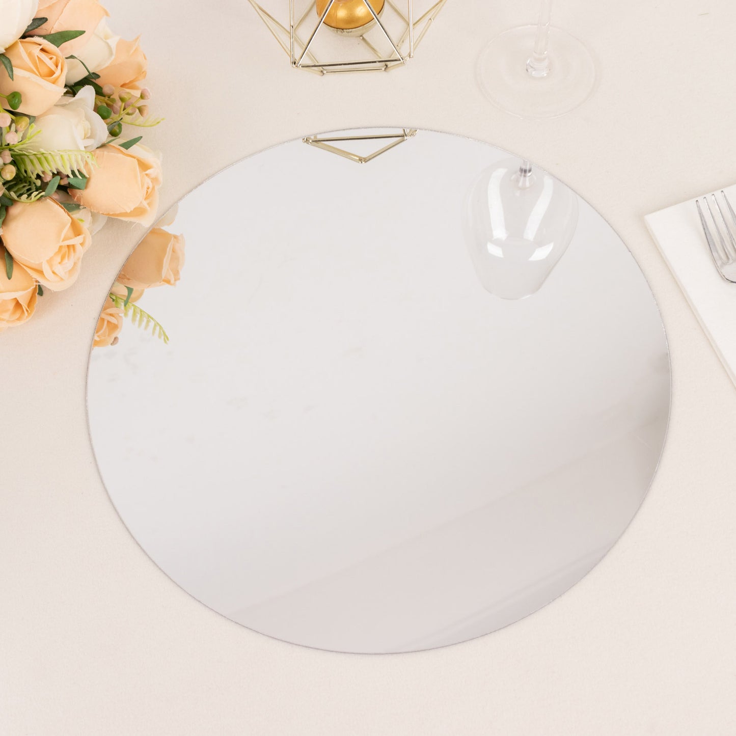 10 Pack Silver Mirror Lightweight Charger Plates For Table Setting, 13" Round Acrylic Decorative Dining Plate Chargers