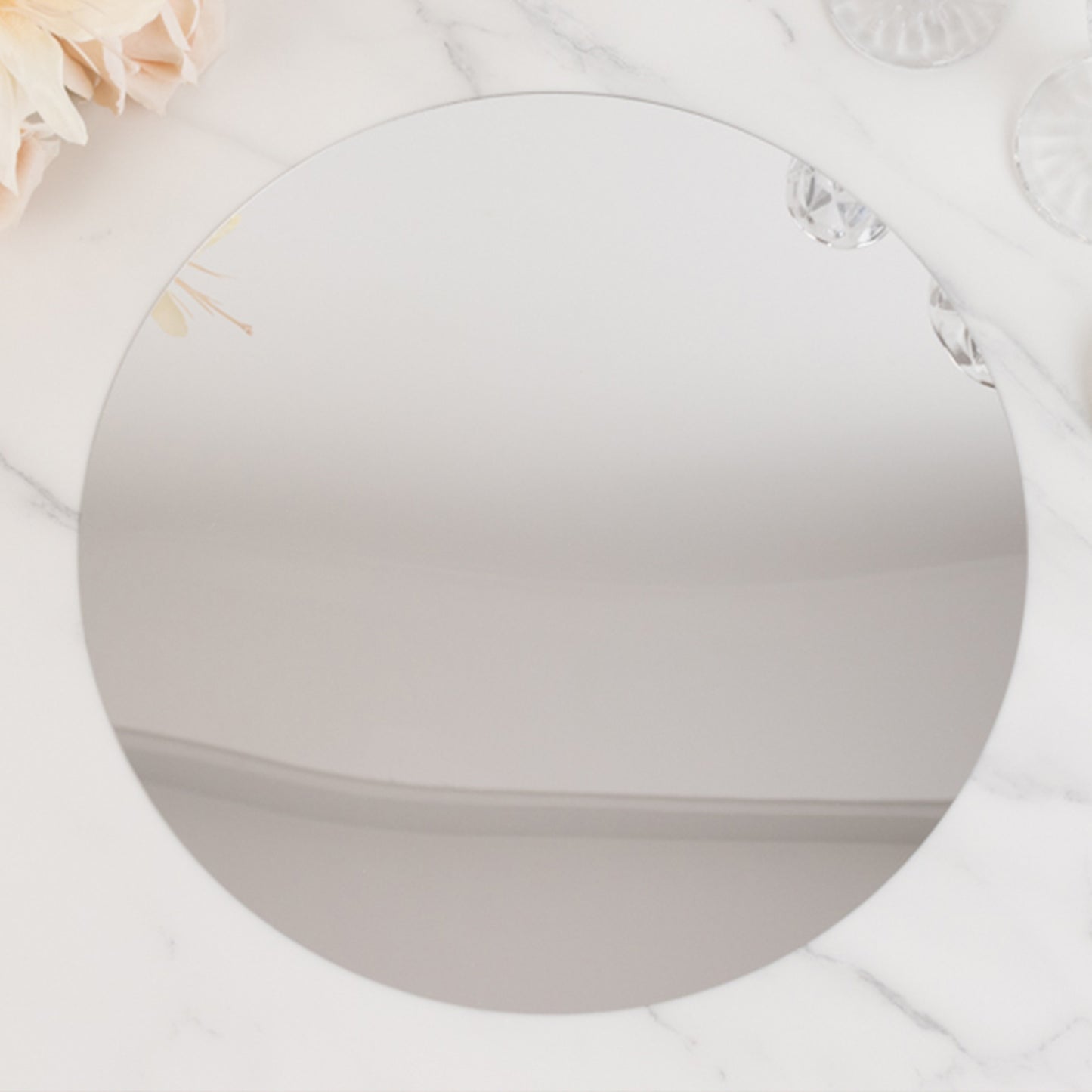 10 Pack Silver Round Acrylic Mirror Tray Centerpiece Bases, Large Circle Mirror Candle Plates for Decoration - 14"