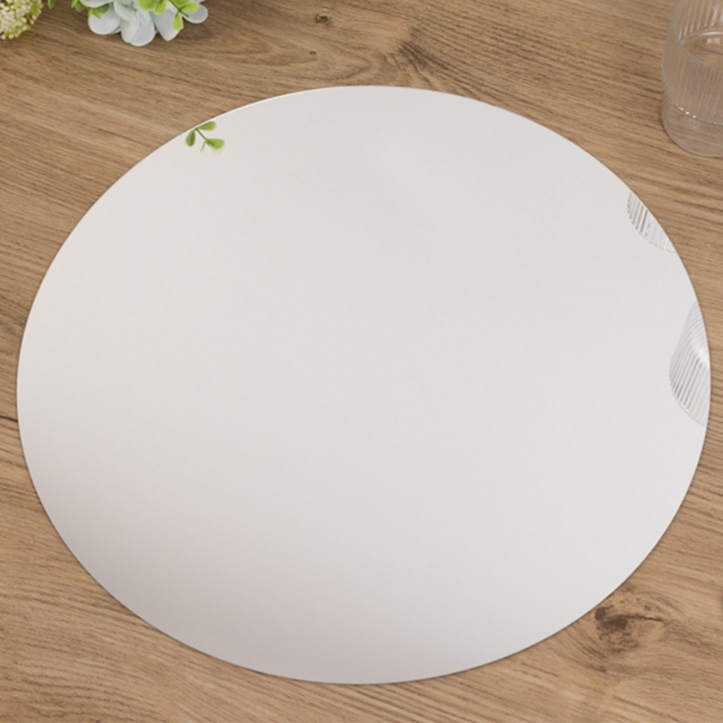 10 Pack Silver Round Acrylic Mirror Tray Centerpiece Bases, Large Circle Mirror Candle Plates for Decoration - 14"