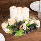 Natural dried assorted potpourri with vanilla fragrance oil in green and cream colors.