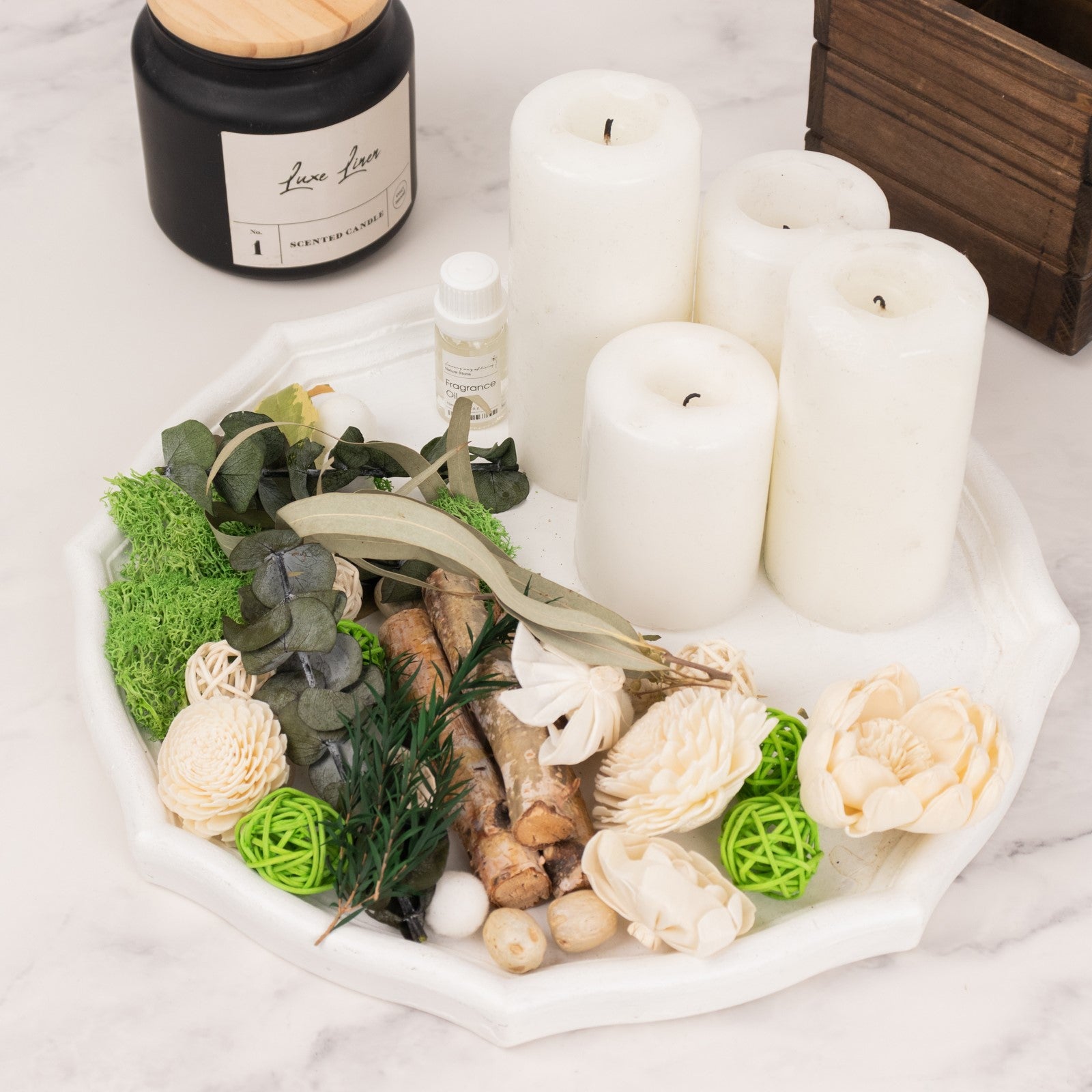Natural dried assorted potpourri bowl fillers with vanilla fragrance oil.