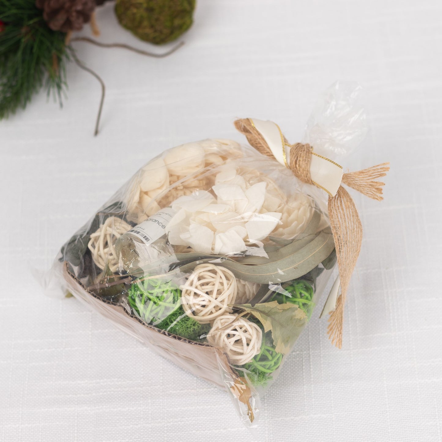 Natural dried assorted potpourri bowl fillers in neutral tones with vanilla fragrance.